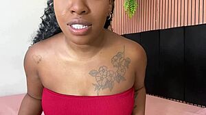 Latina teen's pussy throbbing for your cum in JOI session. She moans as she instructs you to jerk off.