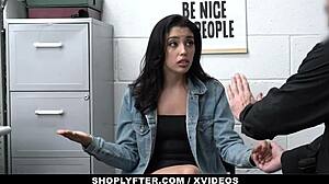 Shoplyfter - Sexy Teen Vanessa Sky Caught Shoplifting Forced to Deepthroat Security's Huge Shaft