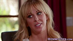 Lesbian milf and teen 18+ explore first-time scissoring in taboo scene