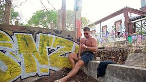 Girl is having fun while smoking a cigar in public