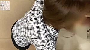 i'm shocked at this japanese babe deepthroating in office, she's a monster at blowjobs