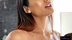 i’m shocked this hired slut cleans herself while he stares