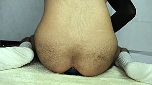 Shoving huge 8cm cock toy deep in my tight ass.