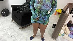 The voluptuous maid seduces her employer with her beauty while changing