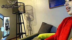 angel lima strips and rips clothes in a live session with a lucky fan