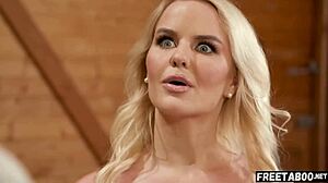 Blonde woman seduces new boyfriend, exciting stepmom