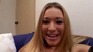 Kayla Marie gags on cock while licking balls hard