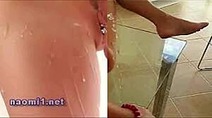 naomi gets a hot cumshot on the beach