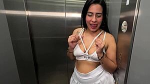 Latina Milf Neighbor Bangs Young BBC in Office Elevator Creampie Request