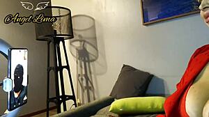 angel lima strips and rips clothes in a live session with a lucky fan