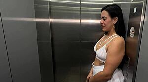 Latina Milf Neighbor Bangs Young BBC in Office Elevator Creampie Request