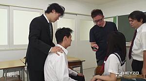 Japanese Camp Girl Slips into Wet Lotion Play?