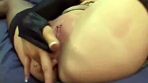 Kayla Marie gags on cock while licking balls hard