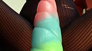 Close up pussy stretching with a bad dragon