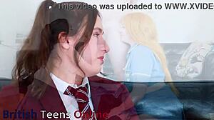 Two hot posh lesbians fuck with a strap-on dildo