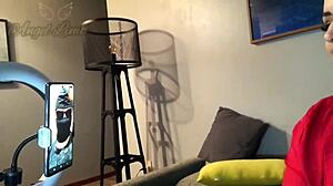 angel lima strips and rips clothes in a live session with a lucky fan