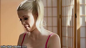 big tits blonde milf teaches young lesbian massage tricks