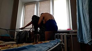 My girlfriend sorted laundry, I fucked her hard