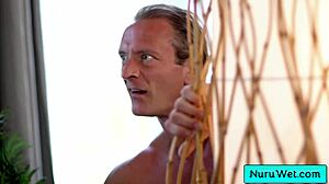 Lovely Masseur Rubs Big Boobs On Black Client In Intense Threesome