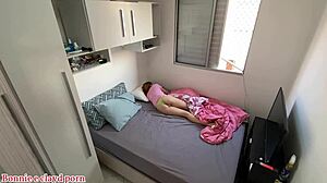 Wife Watches Hidden Cam as Husband Fucks 18-Year-Old Redhead Stepdaughter, Bent Over Doggy with Natural Tits and Blowjob.