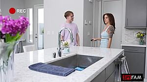 college slut comes home craving stepbro's cock, masturbating with vibrator and tight pussy.