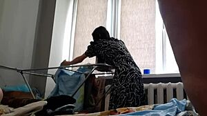 My girlfriend sorted laundry, I fucked her hard