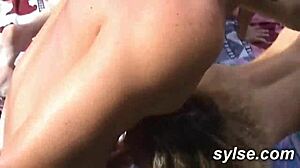 French Teen 18+ and Milf in Outdoor Lesbian Strapon Compilation