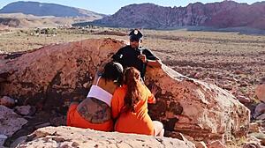 The officer got his dick sucked by the inmates in a steamy encounter