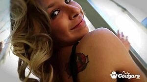 Girl slid a cock into her wet pussy with the help of Carmen Caliente