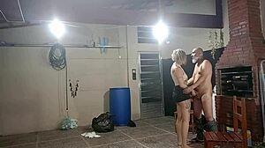 Dirty beggar has a lucky day when asking for recyclables at the ladys house