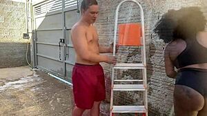 Latina neighbor gives pussy instead of ladder and asks for cum on face