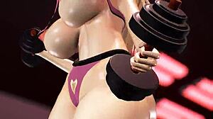 Commission Dumbbell Exercise with Big Anime Tits