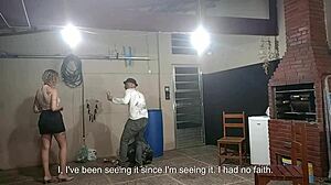 Dirty beggar has a lucky day when asking for recyclables at the ladys house