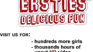 Redhead fingers her tight pussy to orgasm.