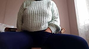 Brunette Masturbates Riskily at Office Workplace