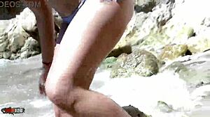The pretty girl, little Deborah, removed her clothes on the beach