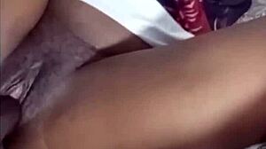 African teen takes rough pounding with cum inside her tight pussy