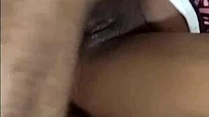 African teen takes rough pounding with cum inside her tight pussy