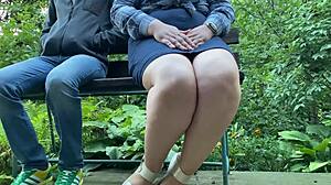 Bbw mature in miniskirt masturbates in public