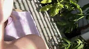 riding my dildo outside until creamy finish