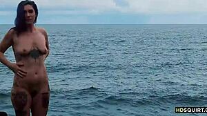 free spirit cat asstrophe squirts outdoors by shore