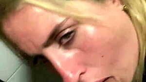 She sucks my dick in the public bathroom of a cinema