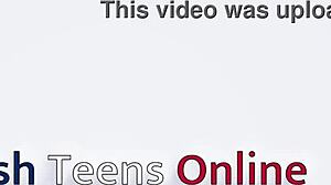 A stunning British blonde with fake tits plays with herself