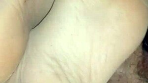 Homemade Sensual Footjob in Tan Stockings with Teasing Girlfriend