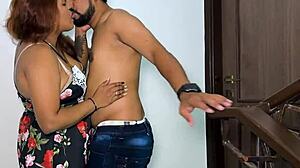 The neighbor's sister-in-law's husband is out, leaving her big tits exposed for bisexual fun