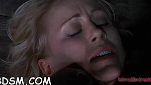 A girl in a mask exposes her muff and gets 50 whips