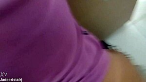 Mature Brunette Flashes Ass in Fishnets