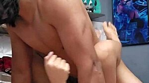 Petite Latina Brunette Rides Hard in Amateur Video Orgasm