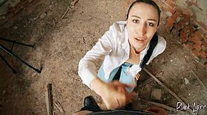 Pov teen facefucked in abandoned building