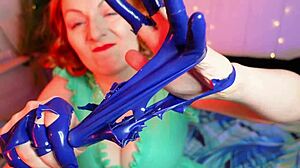 The guy tore his gloves while playing with a latex enthusiast